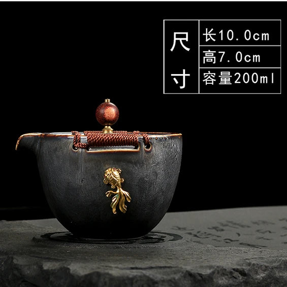 Yaxin Qiantang Stoneware Cover Teacup Ceramic Fambe Porcelain Large Three-Piece Tea Bowl Kung Fu Tea Set with Whitebait