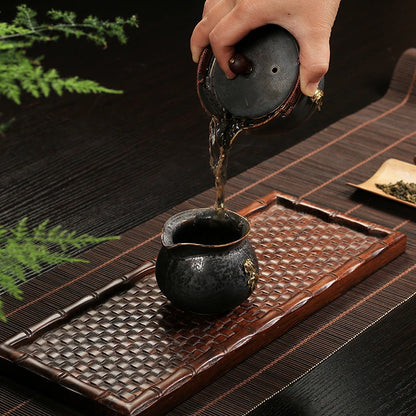 Yaxin Qiantang Stoneware Cover Teacup Ceramic Fambe Porcelain Large Three-Piece Tea Bowl Kung Fu Tea Set with Whitebait