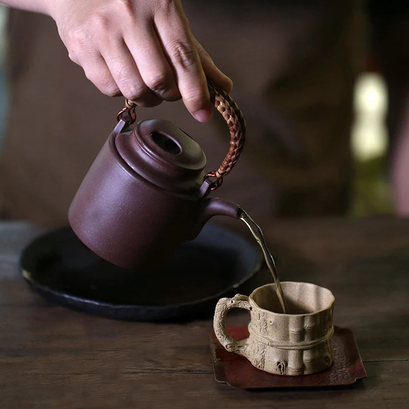 Yishuitang Yixing purple clay teapot household teapot raw ore pure handmade Purple mud cow lid bucket teapot 250ml