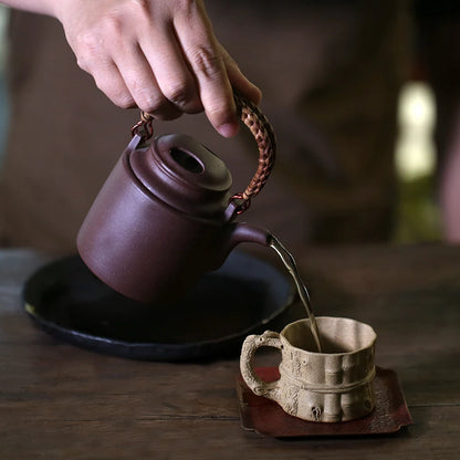 Yishuitang Yixing purple clay teapot household teapot raw ore pure handmade Purple mud cow lid bucket teapot 250ml