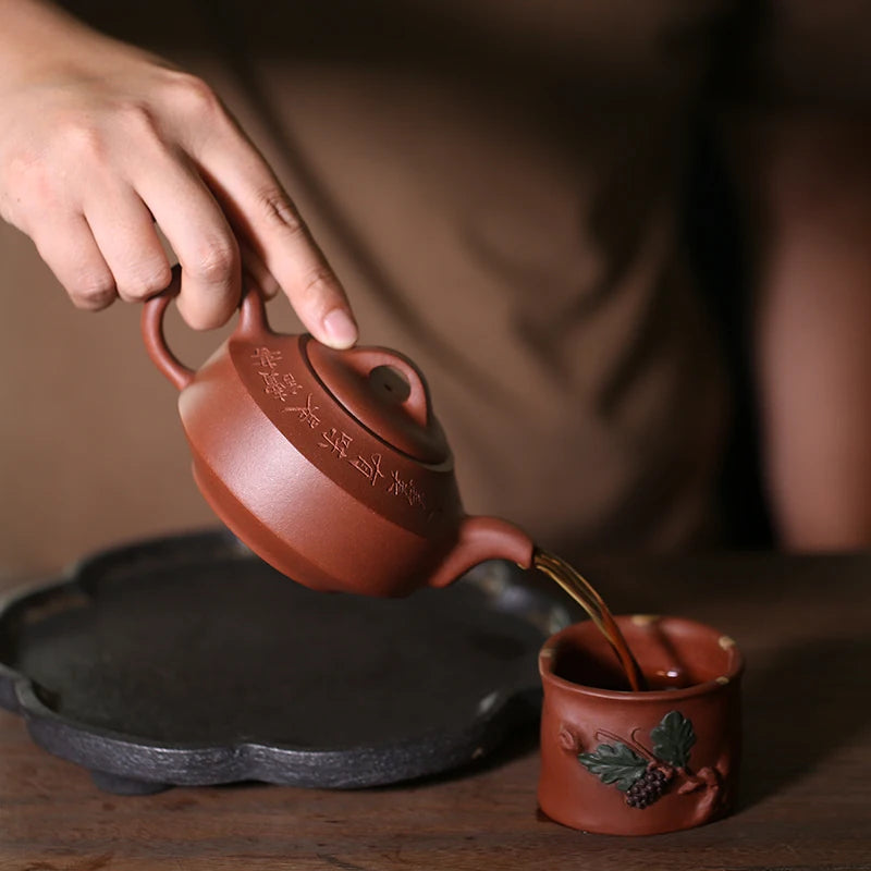 Yishuitang Yixing purple clay teapot raw ore pure manual Teapot Set household 92 bottom trough qinghanjun teapot 310c