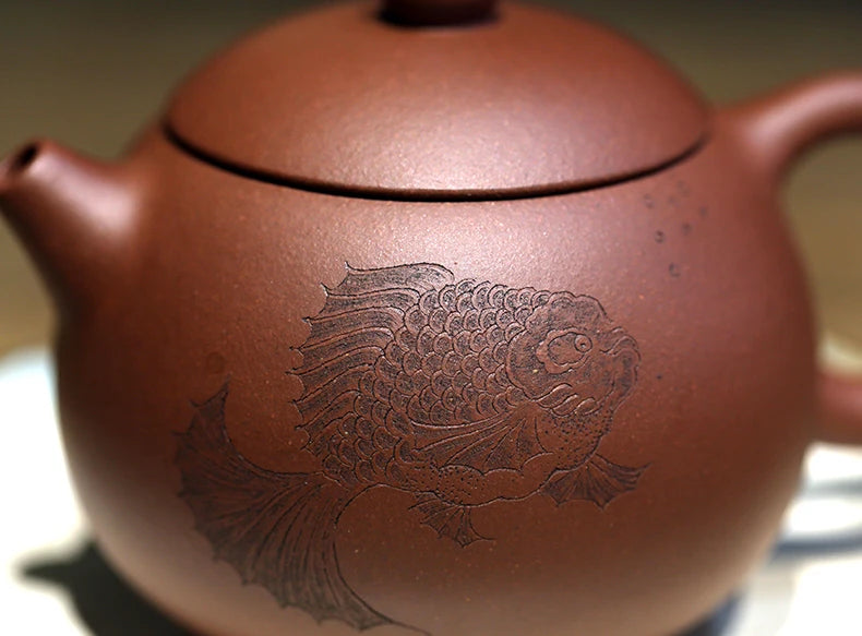 Yishuitang Yixing raw ore pure handmade purple clay pot bottom groove clear handle Xishi pot 260ml Prajna wisdom