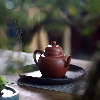 Yishuitang Yixing raw ore purple clay teapot pure handmade small coal kiln zhunigong lamp pot with a height of 190ml