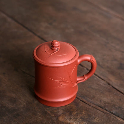 Yishuitang raw ore Zisha Cup Yixing handmade bamboo cup big tea cup cover cup rising