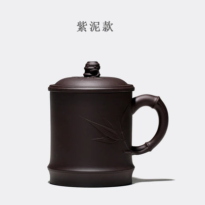 Yishuitang raw ore Zisha Cup Yixing handmade bamboo cup big tea cup cover cup rising