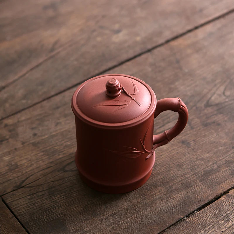 Yishuitang raw ore Zisha Cup Yixing handmade bamboo cup big tea cup cover cup rising