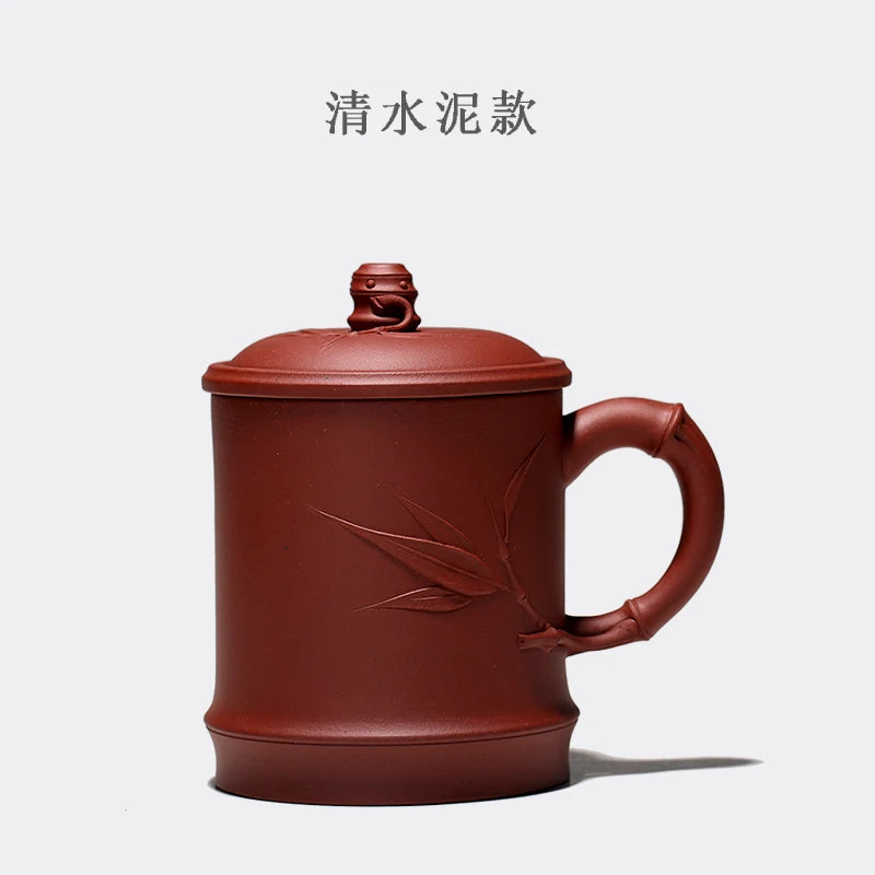 Yishuitang raw ore Zisha Cup Yixing handmade bamboo cup big tea cup cover cup rising