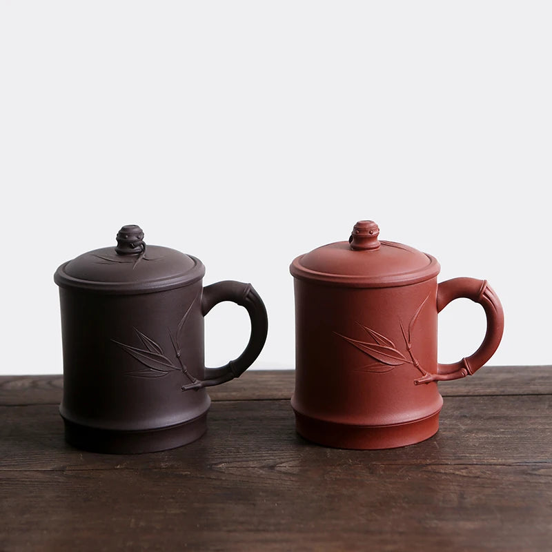 Yishuitang raw ore Zisha Cup Yixing handmade bamboo cup big tea cup cover cup rising