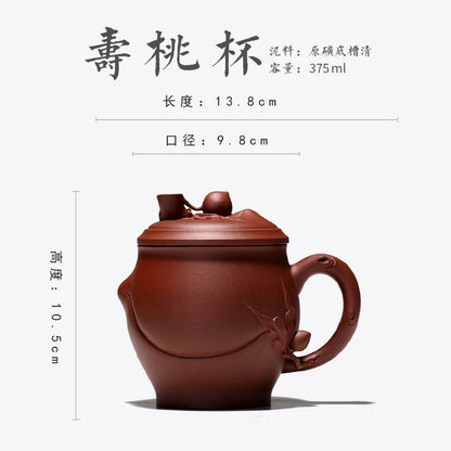 Yishuitang raw ore purple sand cup Yixing handmade Shoutao cup big tea cup cover cup raw ore bottom groove cleaning