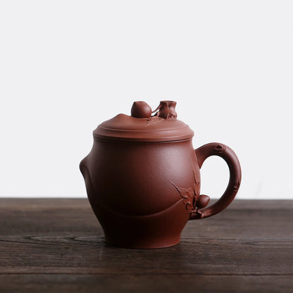 Yishuitang raw ore purple sand cup Yixing handmade Shoutao cup big tea cup cover cup raw ore bottom groove cleaning