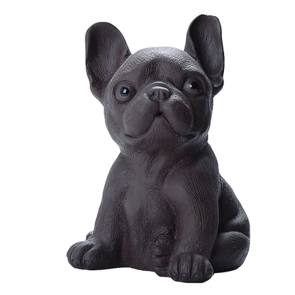 Yixing Boutique Purple Clay Tea Pet French Bulldog Figurine Household Ornaments Handmade Sculpture Craft Tea Ceremony Decoration