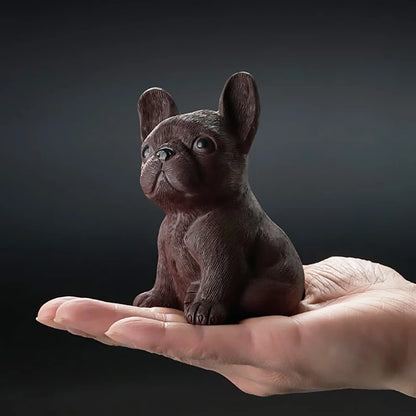 Yixing Boutique Purple Clay Tea Pet French Bulldog Figurine Household Ornaments Handmade Sculpture Craft Tea Ceremony Decoration
