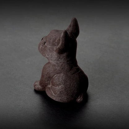 Yixing Boutique Purple Clay Tea Pet French Bulldog Figurine Household Ornaments Handmade Sculpture Craft Tea Ceremony Decoration