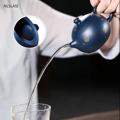 Yixing Boutique tea pot classic purple clay Xishi teapots beauty kettle Handmade Teaware Customized 188 ball hole filter 170ml