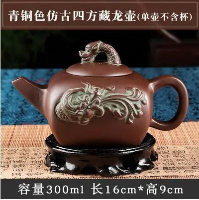 Yixing-Bronze Antique Purple Clay Teapot, Raw Ore Red Mud Filter Teapot, Large Capacity Tea Pot, Kungfu Teaset