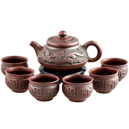 Yixing-Bronze Zisha Pot, Large Capacity, Raw Ore Clay Teapot, Kungfu Flower Tea Pot, Large Capacity, Chinese Tea Set