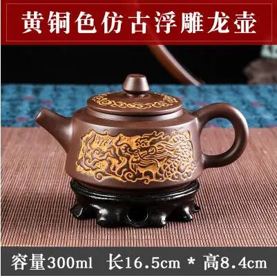 Yixing-Bronze Zisha Pot, Large Capacity, Raw Ore Clay Teapot, Kungfu Flower Tea Pot, Large Capacity, Chinese Tea Set