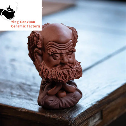 Yixing Character Buddha Monk Sculpture Purple Clay Tea Pet Handmade Tea Figurine Ornaments Chinese Tea Set Decors Art Gifts