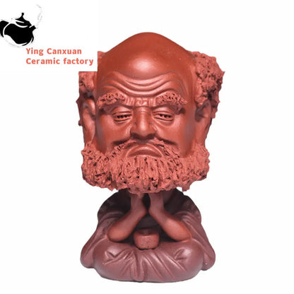 Yixing Character Buddha Monk Sculpture Purple Clay Tea Pet Handmade Tea Figurine Ornaments Chinese Tea Set Decors Art Gifts