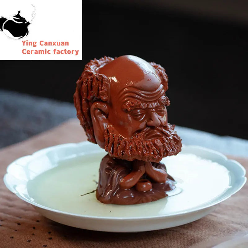 Yixing Character Buddha Monk Sculpture Purple Clay Tea Pet Handmade Tea Figurine Ornaments Chinese Tea Set Decors Art Gifts