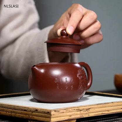 Yixing Classic tea pot Purple Clay Xishi filter Teapots beauty kettle Raw ore Purple mud Handmade Tea set authentic 240ml