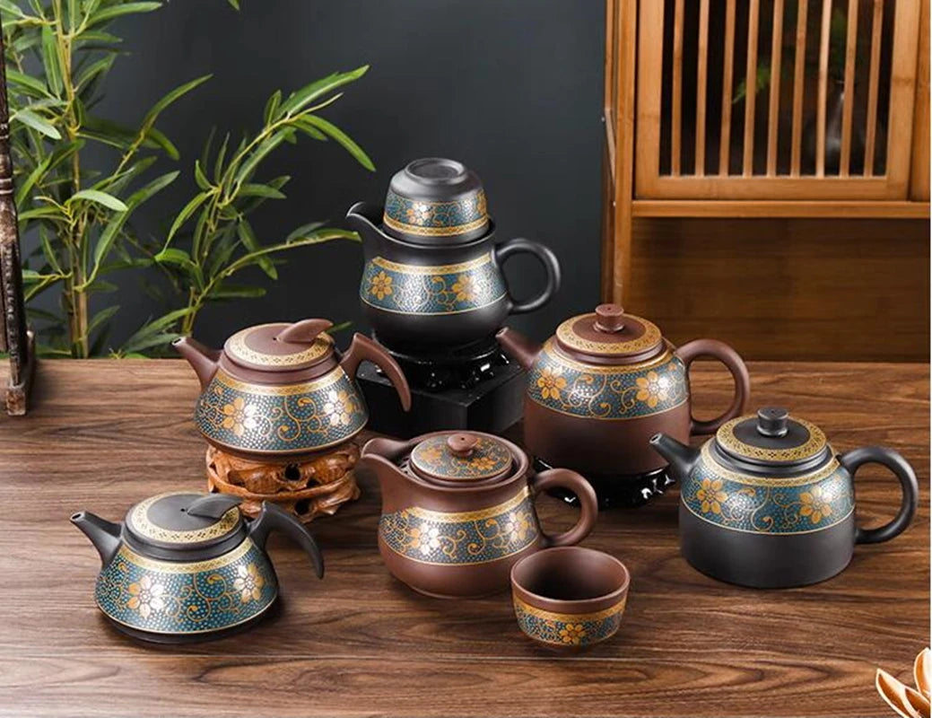 Yixing Clay Teapot, Chinese Style, Retro Teapot, Gilded Household, Simple Japanese Tea Maker, Kungfu Tea Set