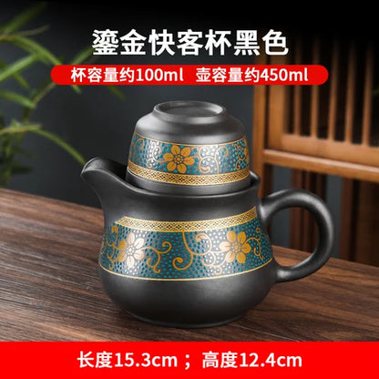 Yixing Clay Teapot, Chinese Style, Retro Teapot, Gilded Household, Simple Japanese Tea Maker, Kungfu Tea Set