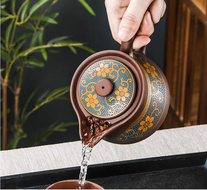 Yixing Clay Teapot, Chinese Style, Retro Teapot, Gilded Household, Simple Japanese Tea Maker, Kungfu Tea Set