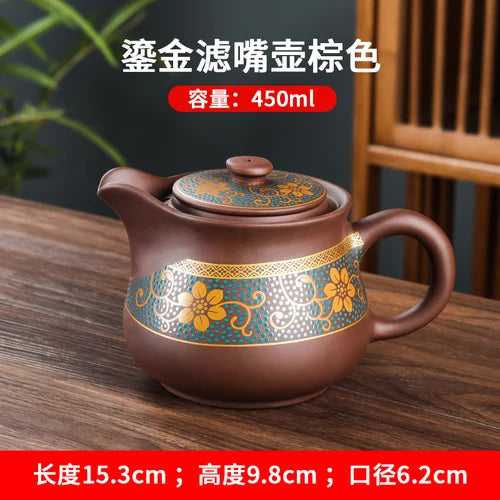 Yixing Clay Teapot, Chinese Style, Retro Teapot, Gilded Household, Simple Japanese Tea Maker, Kungfu Tea Set