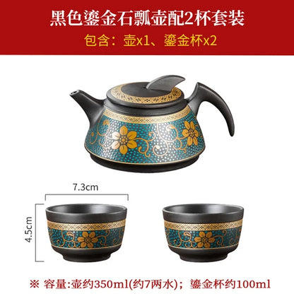 Yixing Clay Teapot, Chinese Style, Retro Teapot, Gilded Household, Simple Japanese Tea Maker, Kungfu Tea Set
