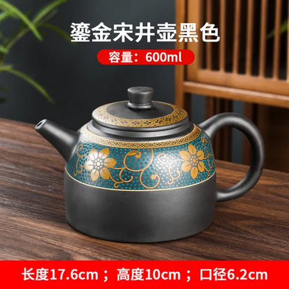 Yixing Clay Teapot, Chinese Style, Retro Teapot, Gilded Household, Simple Japanese Tea Maker, Kungfu Tea Set