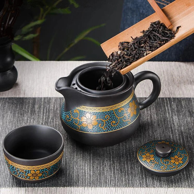 Yixing Clay Teapot, Chinese Style, Retro Teapot, Gilded Household, Simple Japanese Tea Maker, Kungfu Tea Set