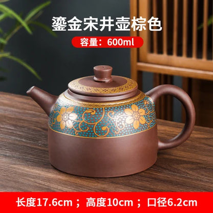 Yixing Clay Teapot, Chinese Style, Retro Teapot, Gilded Household, Simple Japanese Tea Maker, Kungfu Tea Set