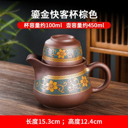 Yixing Clay Teapot, Chinese Style, Retro Teapot, Gilded Household, Simple Japanese Tea Maker, Kungfu Tea Set