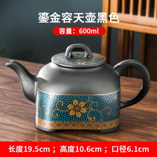 Yixing Clay Teapot, Chinese Style, Retro Teapot, Gilded Household, Simple Japanese Tea Maker, Kungfu Tea Set
