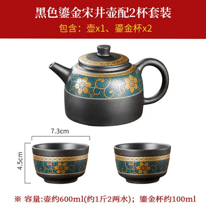 Yixing Clay Teapot, Chinese Style, Retro Teapot, Gilded Household, Simple Japanese Tea Maker, Kungfu Tea Set