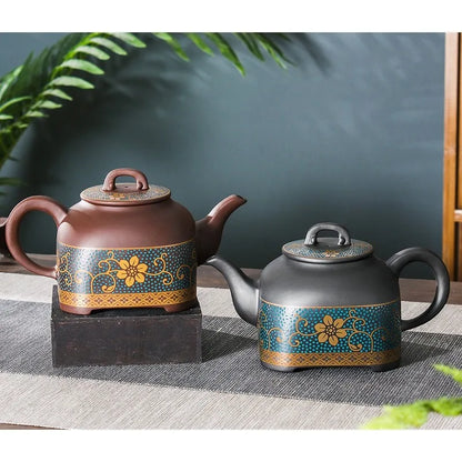 Yixing Clay Teapot Chinese Style Retro Teapot Single Pot Gilded Household Simple Japanese Tea Maker Kungfu Tea Set 450ml