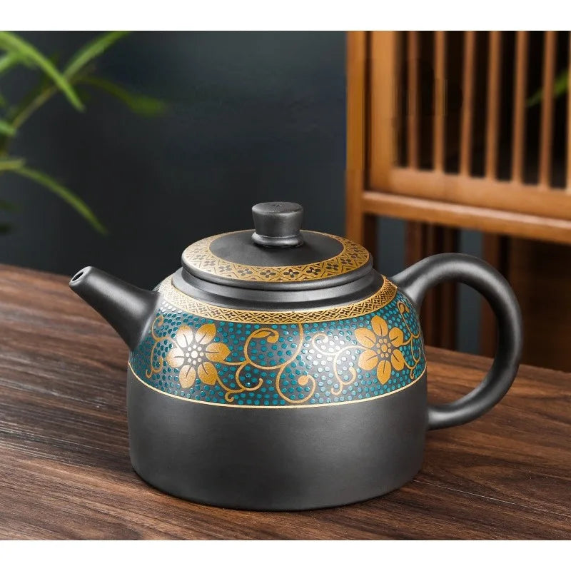 Yixing Clay Teapot Chinese Style Retro Teapot Single Pot Gilded Household Simple Japanese Tea Maker Kungfu Tea Set 450ml
