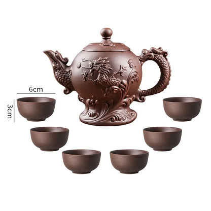 Yixing Clay Zisha Teapot Large Handmade Dragon Teapot Single Pot Ceramic Household Kungfu Tea Set Tea  650ml