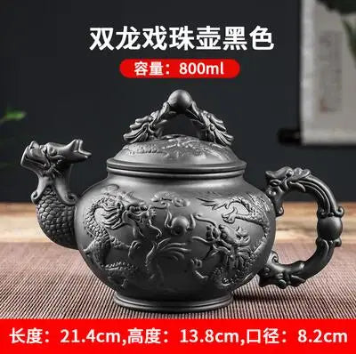Yixing Clay Zisha Teapot Large Handmade Dragon Teapot Single Pot Ceramic Household Kungfu Tea Set Tea Cup Set Water Kettle Puer