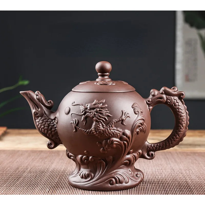 Yixing Clay Zisha Teapot Large Handmade Dragon Teapot Single Pot Ceramic Household Kungfu Tea Set Tea  650ml