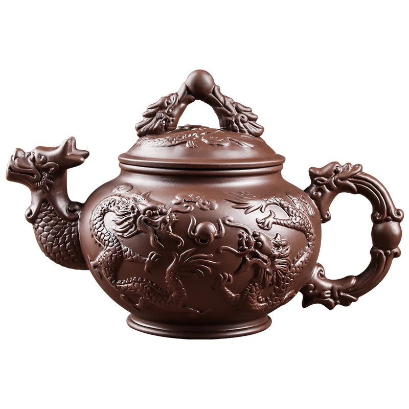 Yixing Clay Zisha Teapot Large Handmade Dragon Teapot Single Pot Ceramic Household Kungfu Tea Set Tea Cup Set Water Kettle Puer