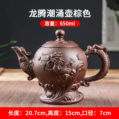 Yixing Clay Zisha Teapot Large Handmade Dragon Teapot Single Pot Ceramic Household Kungfu Tea Set Tea  650ml