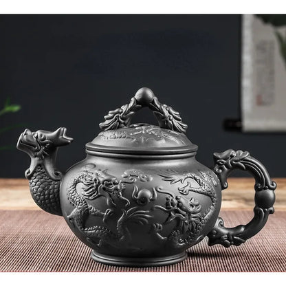 Yixing Clay Zisha Teapot Large Handmade Dragon Teapot Single Pot Ceramic Household Kungfu Tea Set Tea  650ml