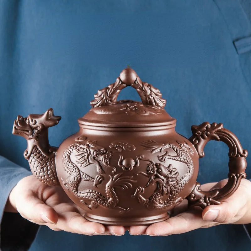 Yixing Clay Zisha Teapot Large Handmade Dragon Teapot Single Pot Ceramic Household Kungfu Tea Set Tea  650ml