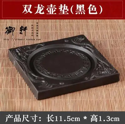 Yixing Double Dragon Purple Clay Teapot Tray, Cup Saucer, Pot Holder, Heat Insulation Coaster, Kungfu Tea Accessories