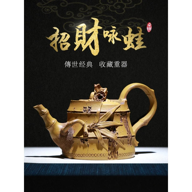 Yixing Famous Teapot Pure Handmade Raw Ore Bamboo Segment Teapot Chen Dongzhu Live Broadcast Tea Set Home