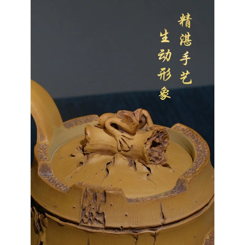 Yixing Famous Teapot Pure Handmade Raw Ore Bamboo Segment Teapot Chen Dongzhu Live Broadcast Tea Set Home