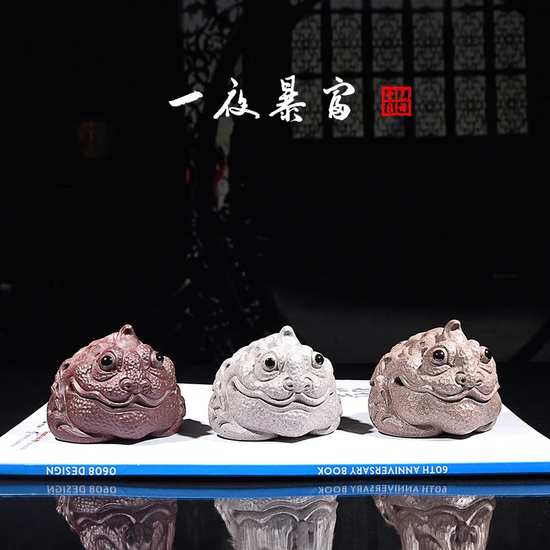 Yixing Fine Yixing Clay Tea Carve Supportable Purple Sand Golden Toad Tea Ornaments Fortune Creative Personality Sculptured Orna