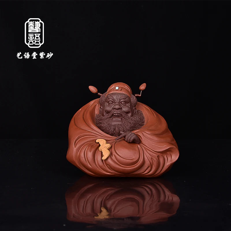 Yixing Fine Yixing Clay Tea Carve Zhong Kui Handmade Sending Blessing Decoration Tea Set Tea Ceremony Zhong Kui Supportable Fort